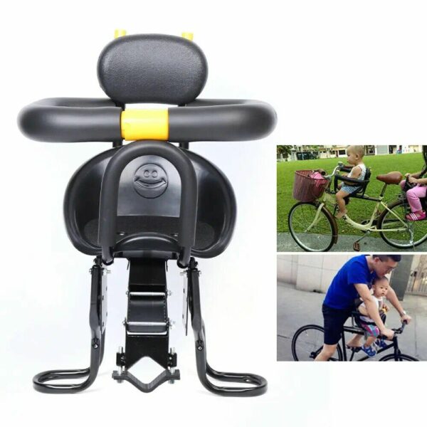 Child-Friendly Front Mount Bike Seat with Safety Harness and Foot Pedals for Kids - Image 5