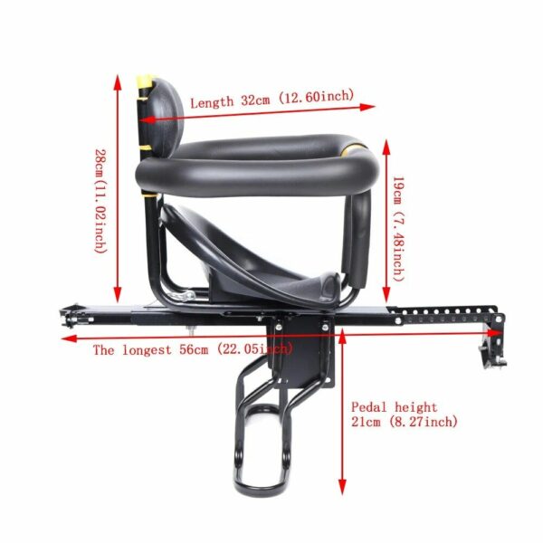 Child-Friendly Front Mount Bike Seat with Safety Harness and Foot Pedals for Kids - Image 4