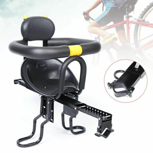Child-Friendly Front Mount Bike Seat with Safety Harness and Foot Pedals for Kids - Image 2