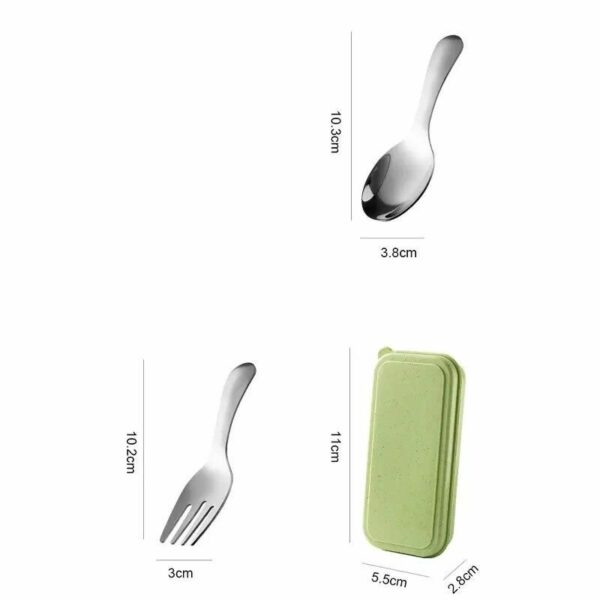 Compact Stainless Steel Spoon & Fork Set with Lunch Box - Ideal for Camping and Outdoor Adventures - Image 7