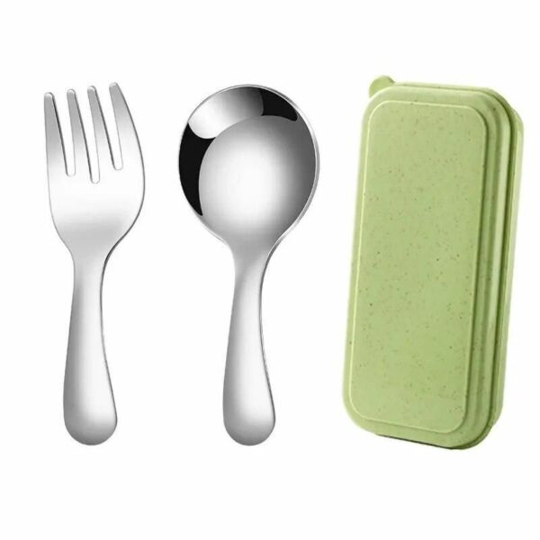Compact Stainless Steel Spoon & Fork Set with Lunch Box - Ideal for Camping and Outdoor Adventures - Image 2