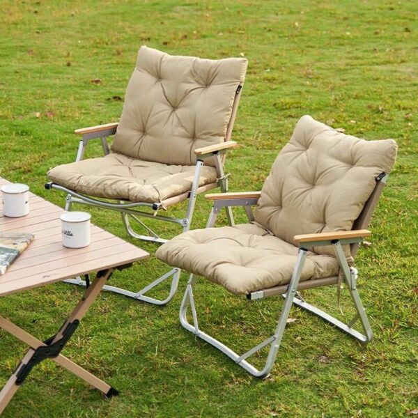 Deluxe Yellow Folding Chair Cushion for Camping & Outdoors - Image 4
