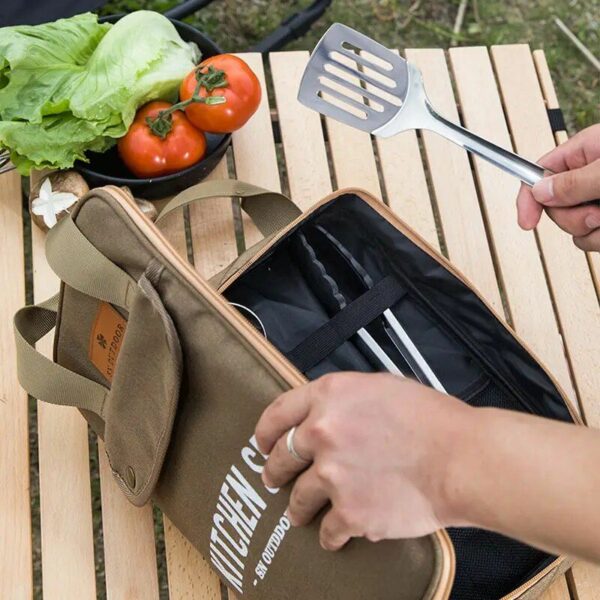 Stainless Steel 8-Piece Camping Kitchenware Set with Cutlery and Storage Kit - Image 4