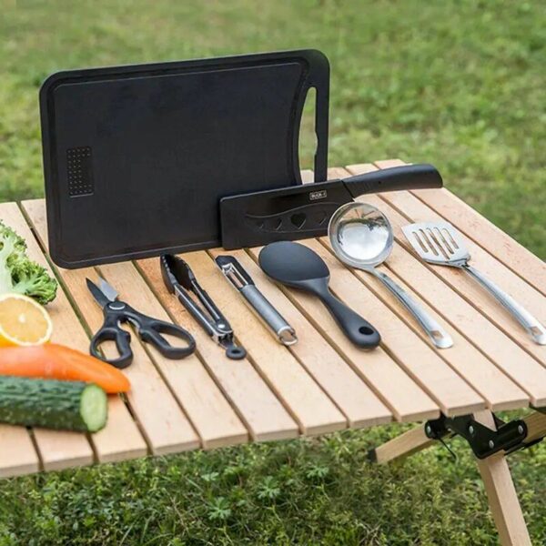 Stainless Steel 8-Piece Camping Kitchenware Set with Cutlery and Storage Kit - Image 6