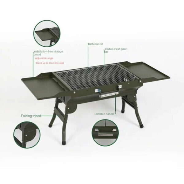 Large Portable Charcoal BBQ Grill - Foldable Outdoor Stove for Camping and Picnic, Ideal for 3-5 People - Image 7