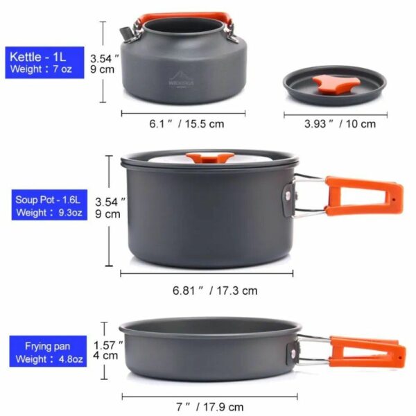 Portable Outdoor Cookware Set - Lightweight Camping & Hiking Tableware with Utensils - Image 3